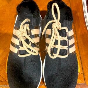 Black Knit Sneakers with Tan Straps with LV details never worn